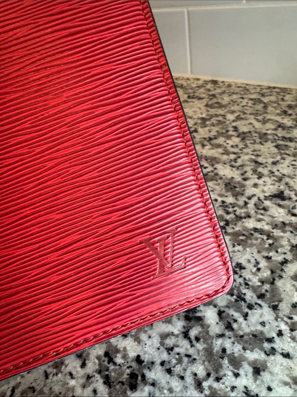 Louis Vuitton Red Textured Leather Pouch - Picture 2 of 8